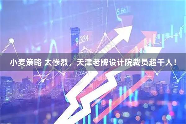 小麦策略 太惨烈，天津老牌设计院裁员超千人！